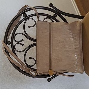 Womens handbag beige snake design leather